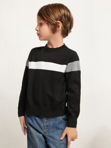 SHEIN Toddler Boys Cut And Sew Sweater - Black - View 3