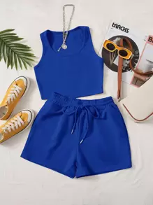 Comfortcana Conjunto Top tank unicolor & Shorts deportivos