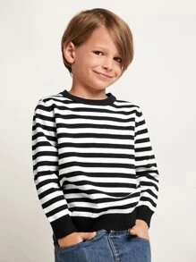 SHEIN Toddler Boys Striped Pattern Jumper - Black and White - View 6
