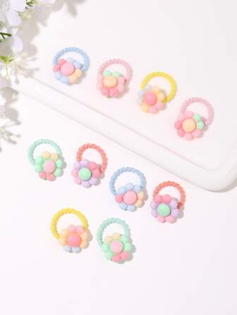 10入組花朵裝飾髮圈