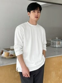 DAZY 男士素色紋理質感T恤 - 白色 - 查看 4