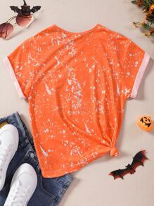 Girls Halloween Print Tee - Orange - View 2
