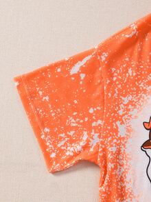 Girls Halloween Print Tee - Orange - View 4