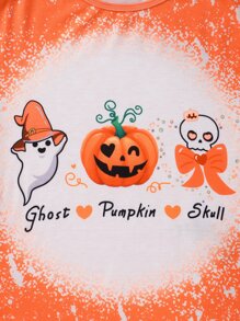 Girls Halloween Print Tee - Orange - View 6