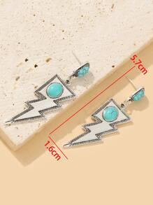 Hoa tai giọt sét trang trí màu ngọc lam - Nhiều màu - Xem 3