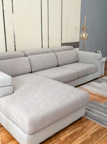 1pc Leaf Pattern Stretchy Sofa Slipcover - Light Grey - View 1