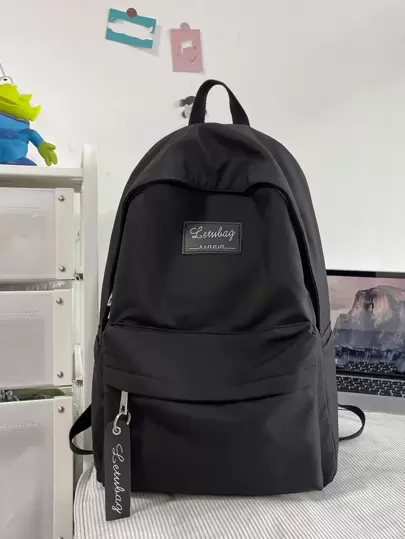 Mochila funcional con parche de letra de gran capacidad, resistente al agua y ligera para adolescentes, mujeres universitarias y trabajadores de cuello blanco, perfecta para la escuela, universidad, trabajo, negocios, conmutar, de vuelta a la escuela, con compartimento para portátil, portátil, liviana para niñas adolescentes, mujeres universitarias, niños y hombres, perfecta para la oficina, primaria, secundaria, secundaria, el trabajo, negocios, conmutar, estadio, deportes