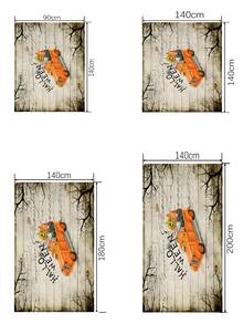 Halloween Car & Letter Graphic Tablecloth - Multicolor - View 3