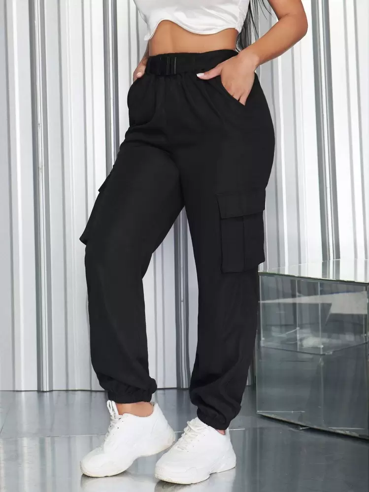 EURMUSE Flap Pocket Cargo Trousers - Black - View 3