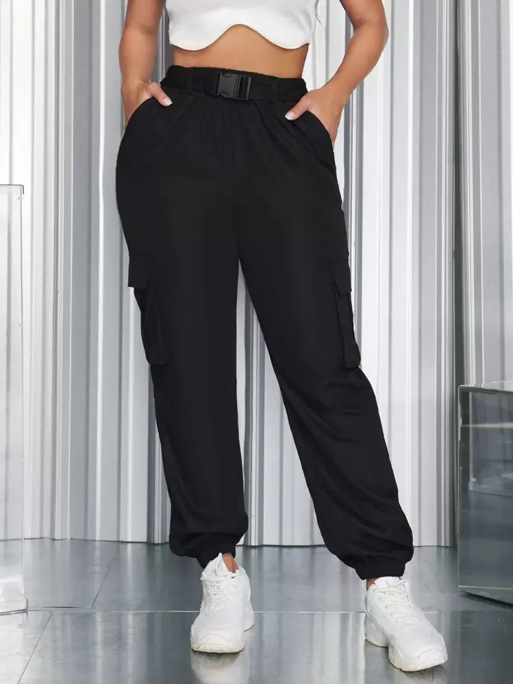 EURMUSE Flap Pocket Cargo Trousers - Black - View 4