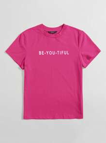 SHEIN EZwear Slogan Graphic Tee BE-YOU-TIFUL