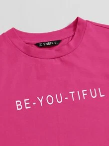 SHEIN EZwear Slogan Graphic Tee BE-YOU-TIFUL