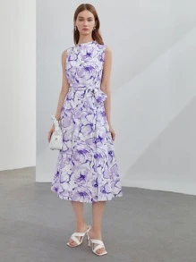 MOTF PREMIUM Vestido con cinturón lino - Multicolor - Ver 4