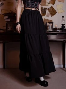 ROMWE Academia Solid Layered Skirt