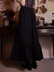 ROMWE Academia Solid Layered Skirt