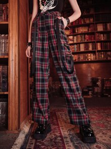 ROMWE Academia Tartan Chain Decor Pants - Multicolor - View 2