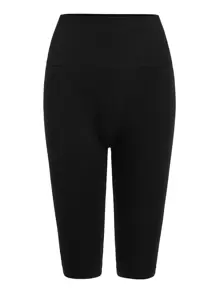 SHAPORA Solid Wideband Waist Shapewear Shorts - Black - View 1