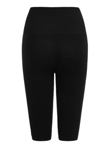 SHAPORA Solid Wideband Waist Shapewear Shorts - Black - View 8