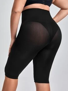 SHAPORA Solid Wideband Waist Shapewear Shorts - Black - View 11