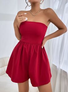 SHEIN Essnce Mono tubo unicolor de espalda abierta - Rojo - Ver 5
