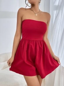 SHEIN Essnce Mono tubo unicolor de espalda abierta - Rojo - Ver 6