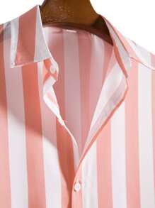 Manfinity Homme Hombres Camisa de rayas verticales con botón - Multicolor - Ver 4