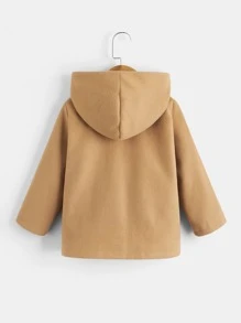 SHEIN Niños Abrigo de trenca con parche de bolsillo con capucha - Caqui - Ver 2