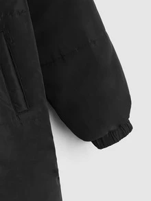 SHEIN 男童插肩袖泰迪熊连帽衬垫外套（不含毛衣）