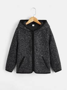 SHEIN 男孩毛絨內襯連帽夾克