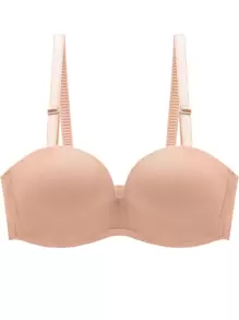 Women's Apricot Backless Strapless Push Up Bra For Casual Wear - Apricot - View 1