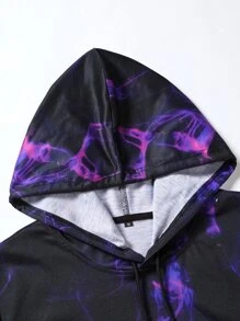 Manfinity LEGND 男士圖案印花袋鼠口袋抽繩連帽衫 - 彩色 - 查看 4