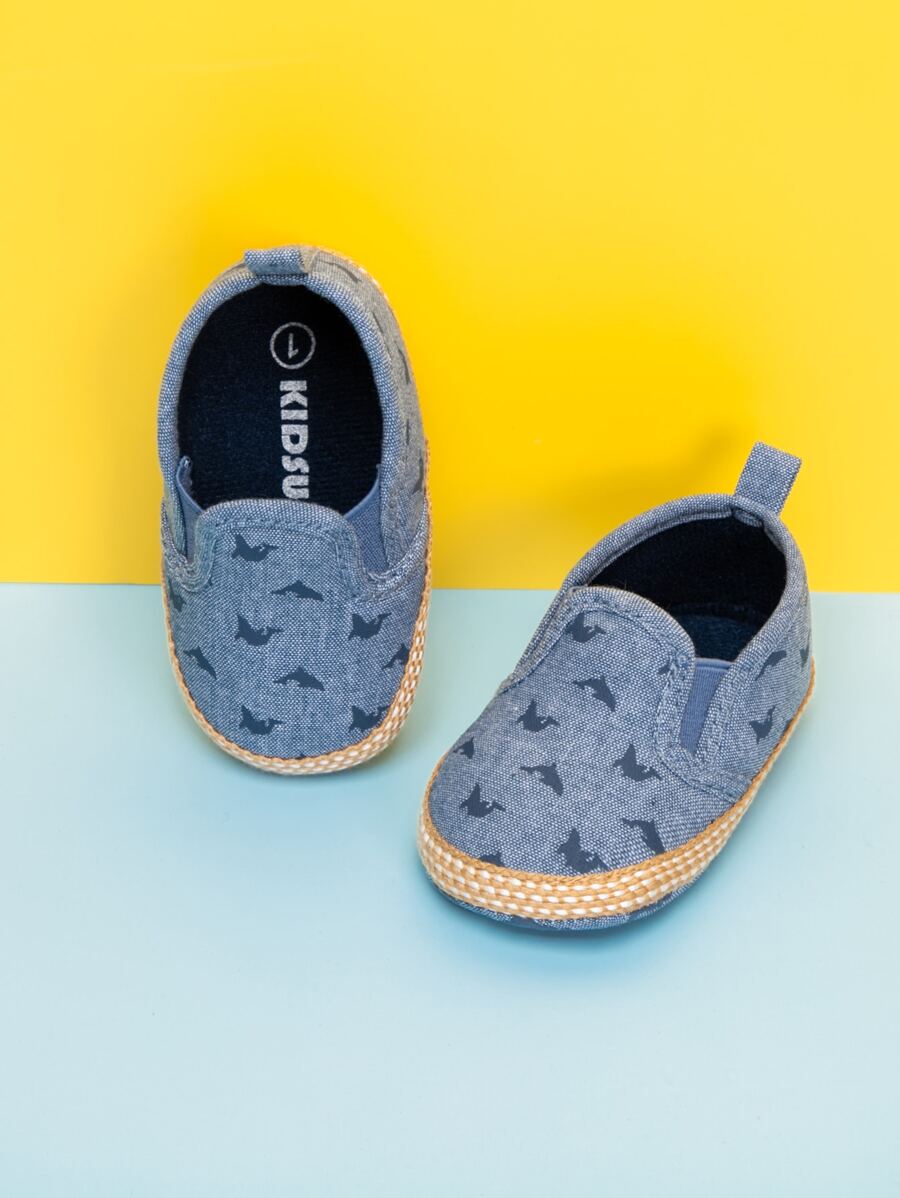 Baby Boys' Blue Cartoon Dolphin Pattern Flat Shoes - Blue - View 1