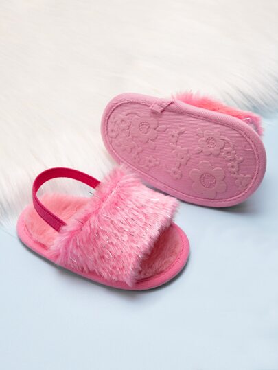 1 Paire De Sandales Plates Avec Bride Arrière Bourrées Pour Bébé Filles, Adaptées Pour L'été