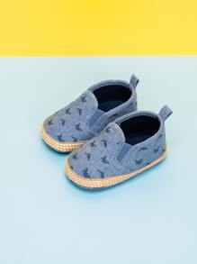 Baby Boys' Blue Cartoon Dolphin Pattern Flat Shoes - Blue - View 2