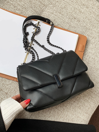 Lightweight, Business Casual Chevron Flap Chain Square Bag For Teen Girls Women College Students, Rookies & White-Collar Workers Perfect For Office, College, Work, Business, Commute, Outdoors, Travel, Outings, Business Casual Woman Bag Perfect For Office Business And Work