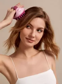 SHEIN BASIC LIVING Shampoo Massage Brush - Pink - View 2