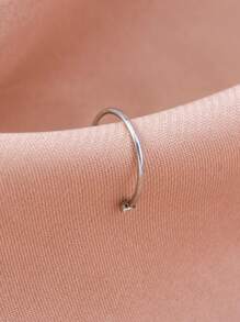 1pc Funky Stainless Steel Rhinestone Decor Nose Ring For Men Women For Body Decoration For Women & Girls - Silver - View 2