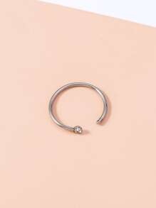1pc Funky Stainless Steel Rhinestone Decor Nose Ring For Men Women For Body Decoration For Women & Girls - Silver - View 4