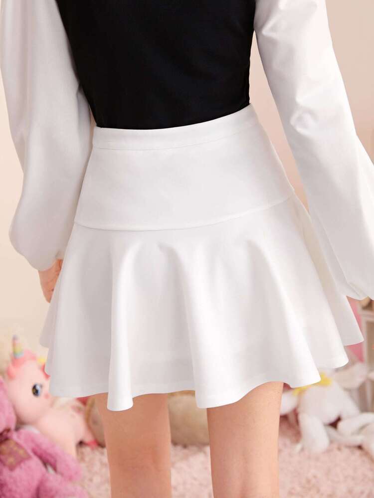 Teen Girl Casual Solid Color High Waist A-Line Skirt Suitable For Summer