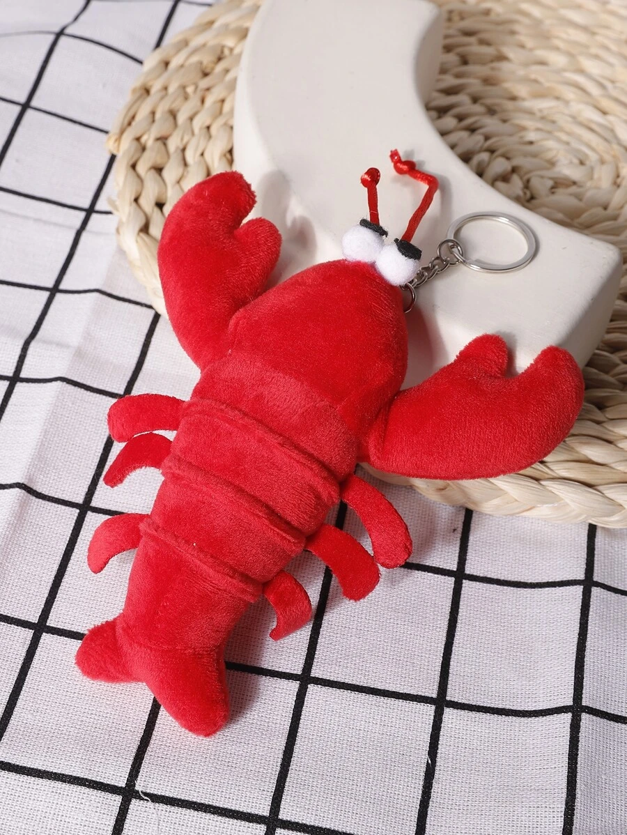 Fuzzy Tôm hùm Đồ treo Móc chìa khóa Đối với Trở lại Đến Trường học - Đỏ - Xem 1