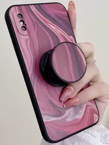 Vỏ điện thoại hoa văn bằng đá cẩm thạch với tay cầm điện thoại nhô ra - Nhiều màu - Xem 2