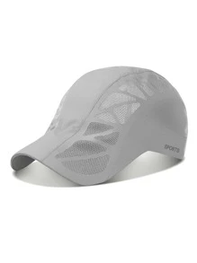 Men Letter Graphic Mesh Panel Baseball Cap - Light Grey - View 1