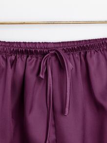 Satin Cami Top & Ruffle Trim Shorts PJ Set - Purple - View 5