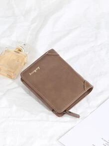 Baellerry Men Letter Graphic Small Wallet Credit Card Pocket Wallet Tri-Fold ID Window Men Wallet Portable, Money, Cash White-Collar Workers, For Male College, Work, Business, Commute, Office, For Anniversary, For Couple, For Birthday Gift, On Valentine Day Gift, Gift - Brown - View 4