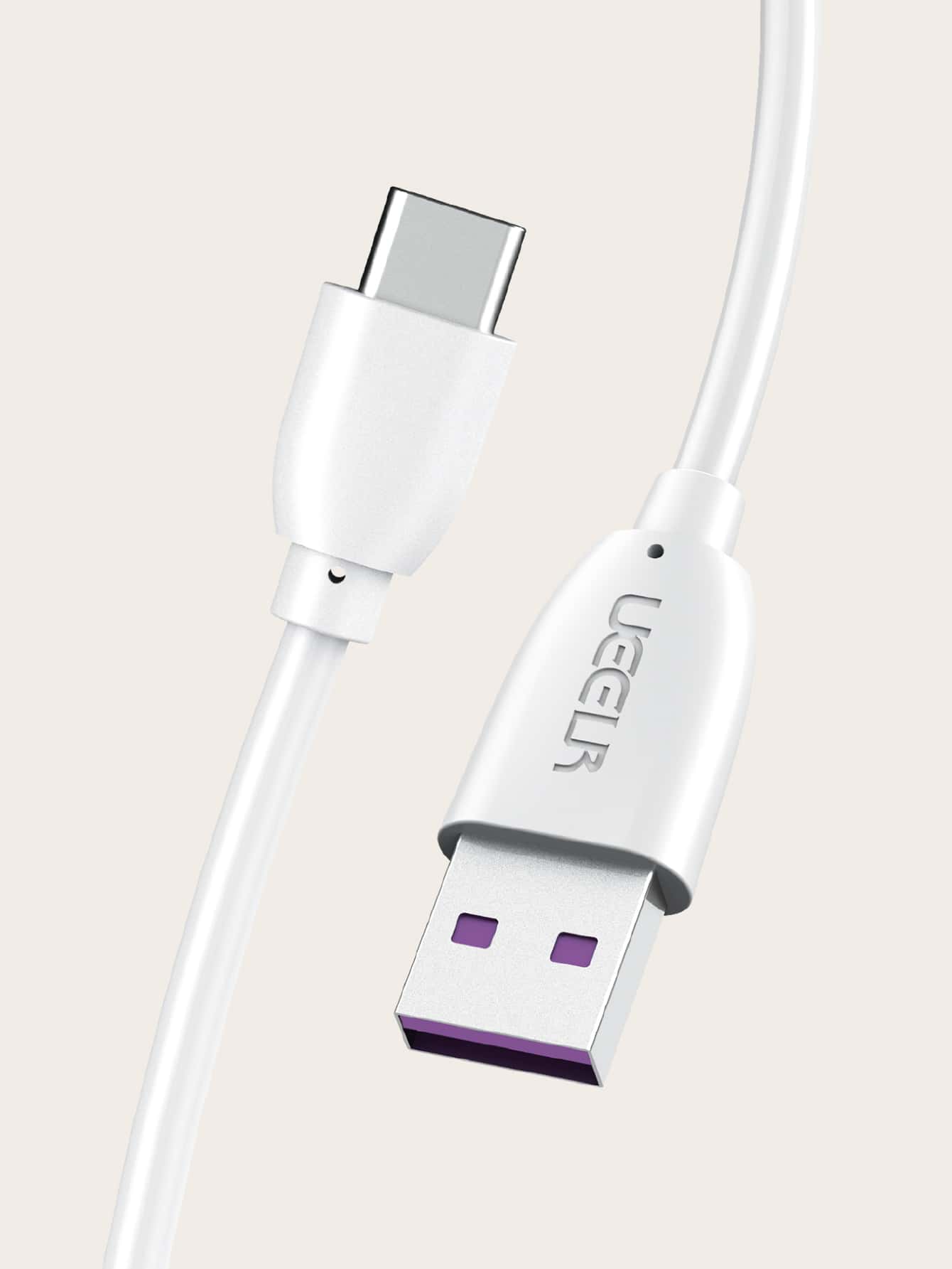 6A快速充電Type-C數據線，超級柔軟的充電線，廣泛兼容 - 白色 - 查看 1
