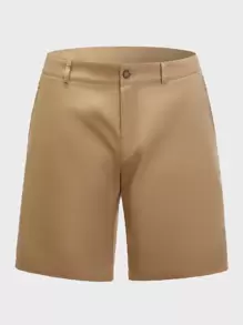 Manfinity Hombres Shorts con botón con cremallera - Caqui - Ver 1