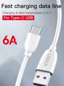 6A快速充電Type-C數據線，超級柔軟的充電線，廣泛兼容 - 白色 - 查看 8