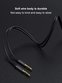 1st 1m Tpe guldpläterad 3,5 mm hane till extra 3,5 mm hanljudomvandlarkabel - Svart - Visa 7