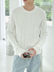 Manfinity Men Cable Knit Sweater - White - View 3
