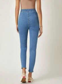 SHEIN EZwear High-Waisted Jeggings Without Pocket - Light Wash - View 2